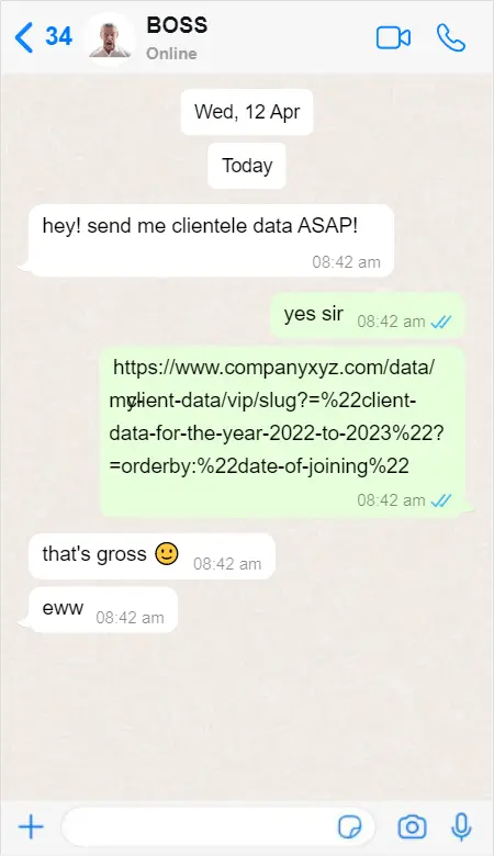 chat between a boss & empolye